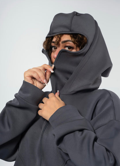 Ghost SOCIAL BALACLAVA ZIP-UP HOODIE-GRAY