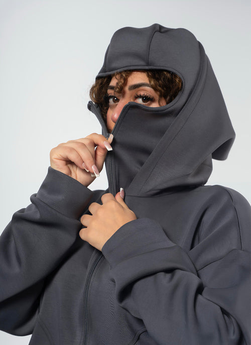 Ghost SOCIAL BALACLAVA ZIP-UP HOODIE-GRAY